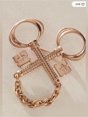 Free People Unlock Your Love Key Brooch Pin Gold Chain Accent‎ NWT 2.5"x2.5"